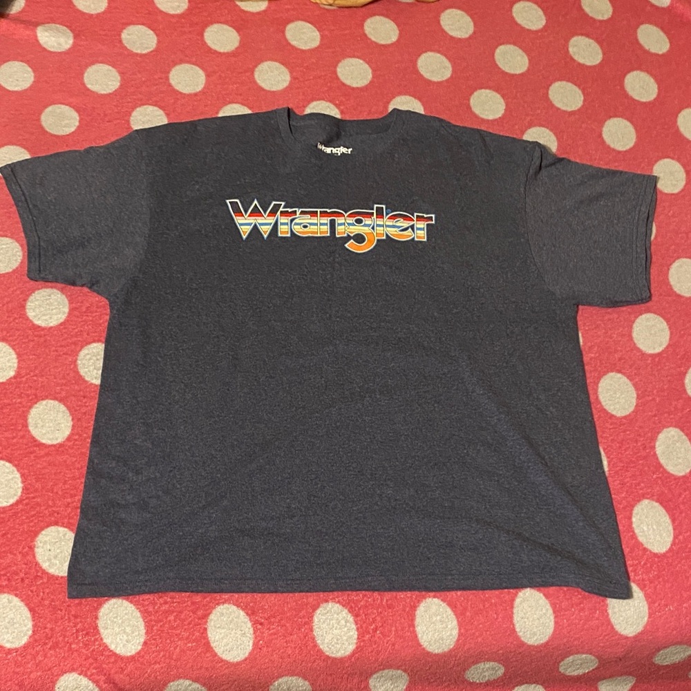 Wrangler Blue Charcoal Tee with Vibrant Logo